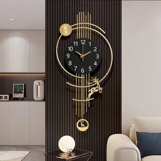 Gilacco Große Wanduhren für Wohnzimmer, leise, nicht tickend, batteriebetrieben, übergroße, moderne Wanduhr für Schlafzimmer, Bauernhaus, Büro, Küche, Zuhause, Wanddekoration, 37,8 x 81,8 cm (Gold)