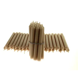 Kerzenfarm Hahn Durchgefärbte Stabkerzen in Taupe, kurze Geburtstagskerzen aus Paraffin, für Geburtstag, Hochzeiten & Co., ohne Tropfen & Rußen, 110mm x Ø 13mm