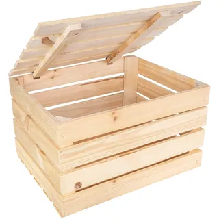 Creative Deco Große Holzkiste mit Deckel | 50 x 40 x 30cm | Holztruhe mit Deckel | Vintage Deko Holzbox | Geschenke Holzbox Kiste | Perfekt als Geschenkbox Weinkiste Spielzeugkiste Aufbewahrungsbox