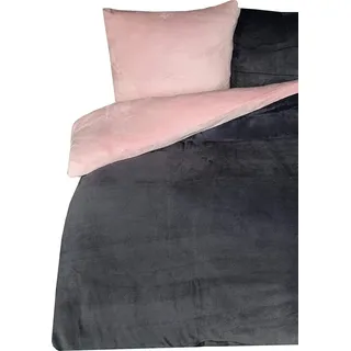 one-home One Home Teddy Plüsch Unifarben Fleece Rosa 135 x 200 cm + 80 x 80 cm