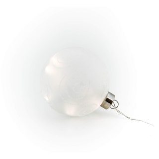 Electrobilsa LED Weihnachtskugel Glas mit silbernen, Kristall, Weiße Kreise, Diámetro de 5 cm