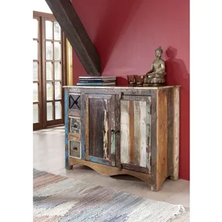 indisches Altholz Vintage Kommode Unikat Sideboard mehrfarbig Echtholz massiv