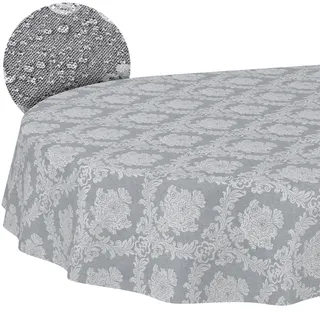 ANRO Stoff Tischdecke Oval 180 x 140 cm Grau