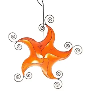 Orientalische Lampe Deckenleuchte Hängelampe marokkanische Deckenlampe Lederlampe STERN Berber Star 70 cm : orange Farbe: Orange - Orange
