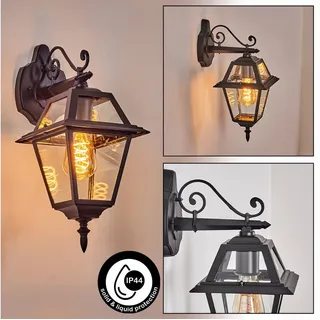 hofstein Außen-Wandleuchte Außenwandlampe aus Metall/Glas in Schwarz/Klar, ohne Leuchtmittel, Wandleuchte außen im Vintage/Antik/Landhaus-Design, E27, IP44 schwarz