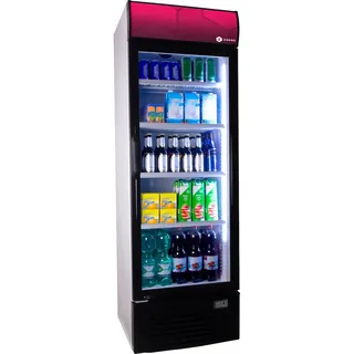 Zorro Getränkekühlschrank 380 Liter weiß/schwarz mit Glastür - ZK 380