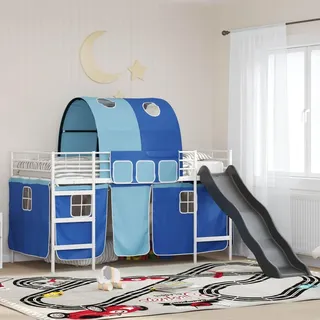 "Schlussverkauf" Einzelbett 1 PLACE - Kinder-Etagenbett Weiß und Blau 107x200 cm Metall C3240 - Weiß