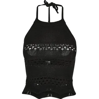 URBAN CLASSICS Short Crochet Knit Neckholder Top Schwarz M