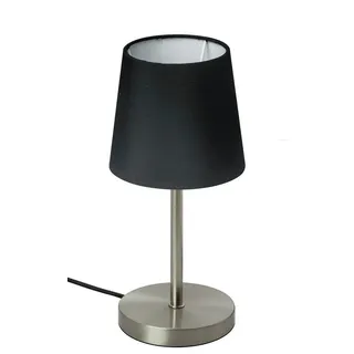 TRANGO LED Tischleuchte, 2017-08GL LED Nachttischlampe *GREY* Tischleuchte mit Stoffschirm in Grau inkl. 1x E14 LED Leuchtmittel 3000K warmweiß, Lampe, Fensterbank Leuchte, Nachttischleuchte für Schlafzimmer schwarz
