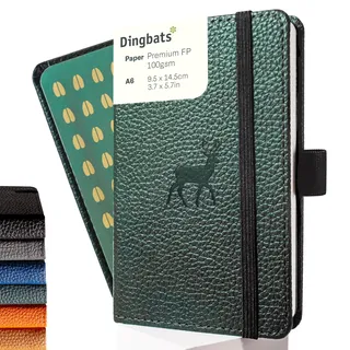 Dingbats* Tierwelt Kleines Notizbuch A6 Kariert, Hardcover PU Leder | Veganes Lederjournal zum Schreiben, für Arbeit & Reisen, Elastischer Verschluss, 9,5 x 14,5 cm, 192 Seiten, 100 g/m2 Papier