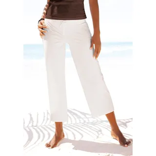 7/8-Strandhose BEACHTIME Gr. 40/42, N-Gr, weiß Damen Hosen Strandhosen aus weichem Jersey, Wide-Leg, Jogginghose, Relaxhose Bestseller