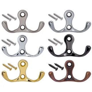 Stahlia Garderobenhaken Metallhaken GOLD-OPTIK (2 Stück) Kleiderhaken Garderobe Haken für Garderobe Handtuchaufhänger Haken zum Schrauben