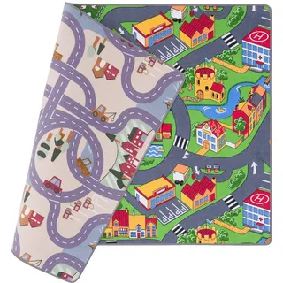 Snapstyle Straßenteppich Kinderteppich 100 x 200 cm Beige/Mehrfarbig