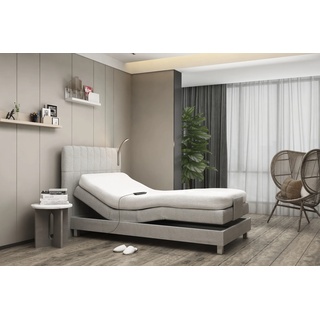 Boxbett WESTFALIA SCHLAFKOMFORT Komplettbetten Gr. Microvelours LED-Beleuchtung, Liegefläche B/L: 120 cm x 200 cm, Gewicht bis: 80 kg H2, 7-Zonen-Kaltschaummatratze, grau Boxspringbett Boxspringbetten mit Motor Komplettbetten und LED-Beleuchtung