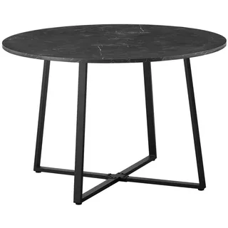 B&D home Esstisch TILL, Esszimmer Tisch rund, Küchentisch, ausziehbar oder fest, 115-145 cm ausziehbar oder 110 cm fest, Metallgestell in Schwarz/Weiß 110 cm x 77 cm x 110 cm
