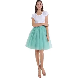 Tütü Rock Damen Leicht Blickdicht Tüllrock Lang Petticoat Unterrock Elastische Hohe Taille A-Linie Große Größen Tüll