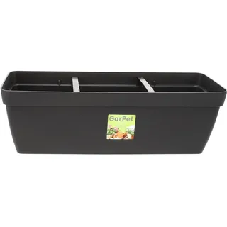 GarPet Blumenkasten mit Halterung - Wasserspeicher 50 cm anthrazit