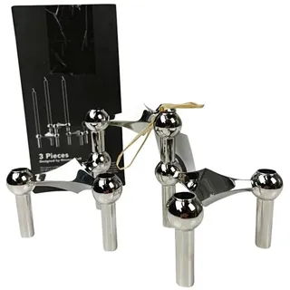 STOFF Nagel Kerzenständer-Set Nagel Metall Silber