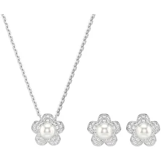 Swarovski Ohrring und Ketten Set 5749180, Schmuckset aus Halskette und Ohrsteckern silberfarben