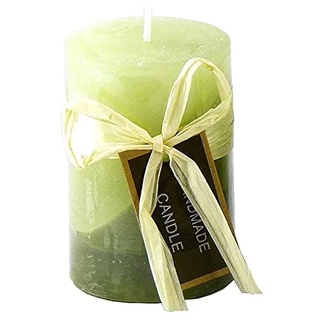 Stumpenkerze, handgemacht grün 7,5 x 5 cm - Kerze für Adventskranz, Kerzen