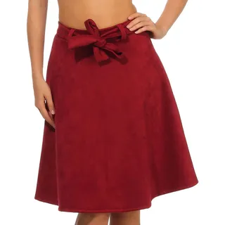 Malito Damen Rock | Glockenrock in Velours Optik | knielanger Winterrock | A-Linie Rock 19606 (Bordeaux, XL) - XL