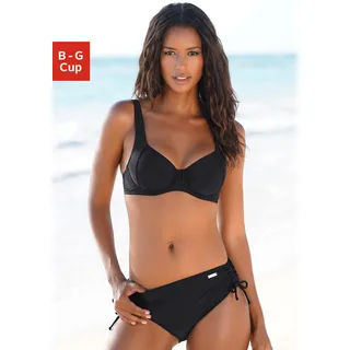 Bügel-Bikini LASCANA Gr. 36, Cup C, schwarz Damen Bikini-Sets Ocean Blue mit seitlich geraffter Bikinihose Bestseller