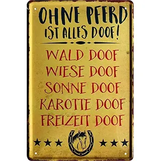schilderkreis24 - Blechschilder Lustiger Spruch “Ohne Pferd ist Alles Doof!“ Deko Pferd Hauseingang Reiten Schild Geschenkidee für alle Pferdebesitzer oder Pferde Fans 20x30 cm