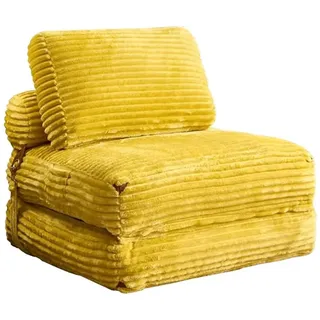ANYSUN Loungesofa Schlafsessel Klappsofa 1-Sitzer,Sitzsack-Sofa,Klappbarer 2-in-1, Relaxsessel Einzelsofa, ausziehbarer Schlafstuhl mit Flanell-Bezug, für Wohnzimmer&Schlafzimmer– als Gästebett,Relaxsessel oder Loungesofa gelb