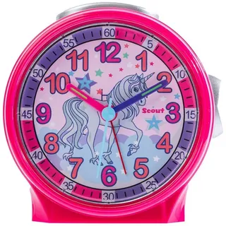 Scout Quarzwecker Pferdewecker, Friends, 280001046 Kinderwecker, Geschenkidee, Kinderzimmer,Schulanfang, Pferd,Lernwecker rosa