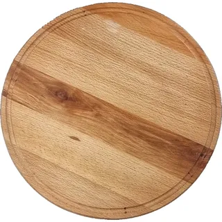MAYSTERNYA Pizzabrett aus Holz - ø 35 x 1,5 cm - Rundes Pizzabrett - Getränkebrett - Tapasbrett - Rundes Servierbrett - Braun