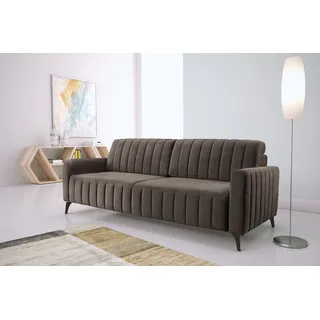 exxpo - sofa fashion Schlafcouch Mikrovelours 3-Sitzer Braun