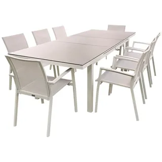 teico group Alu Gartenmöbel Set 9-tlg. Weiß
