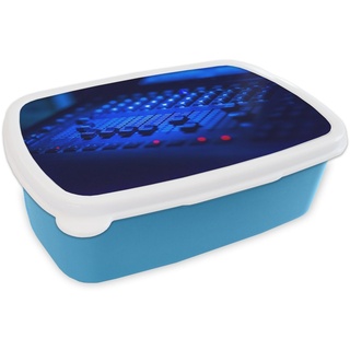 MuchoWow Lunchbox Mischer in blauem Licht, Kunststoff, (2-tlg), Brotdose für kindergarten, Vesperbox, Snackbox, Brotbox, Jungen blau