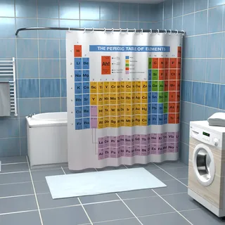 getDigital Periodensystem Duschvorhang aus beliebter Nerd WG - Anti-Schimmel Badewannen-Vorhang aus Polyester - 180 x 200 cm