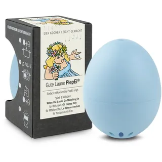 Gute Laune PiepEi Hellblau - Singende Eieruhr zum Mitkochen - Eierkocher für 3 Härtegrade - Gute Laune Geschenk - Lustiges Kochei - Musik Eggtimer - Brainstream