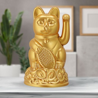 Winkekatze gold 12cm Glückskatze Katze asiatisch batteriebetrieben Glücksbringer Dekokatze