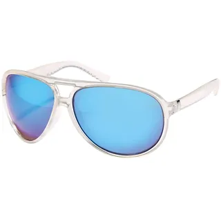BEZLIT Damen Sonnenbrille Rundglas Piloten Designer Brille 30419 Blau Verspiegelt Weiß
