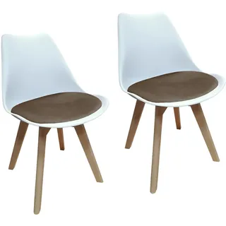 Design-Stühle mit Kunststoffschale Samt-Sitzkissen Skandinavischer Look für