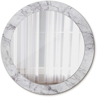 Tulup Ø 70 cm Bedruckter Spiegel Hängend Runder Wandspiegel - weiß marmor