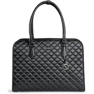 SOCHA Laptoptasche Damen 15.6 Zoll – Black Diamond – elegante Business Tasche mit herausnehmbaren Laptopfach – mit Steppung, Geheimfächern & Trolley-Schlaufe - Einheitsgröße