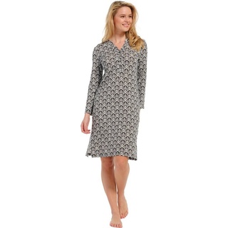 Pastunette Nachthemd Damen Schlafshirt mit langem Arm (1-tlg) Modisches Design schwarz 50