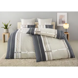 H.I.S. Golfi Gestreift Grau 155 x 220 cm + 40 x 80 cm