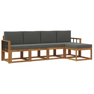 vidaXL Outdoor-Sofagarnitur 5-tlg. Natur/Anthrazit