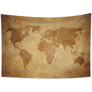 YONGFOTO 220x150cm Alte Weltkarte Wandteppich Pergamentstruktur Muster Weltkarte Poster Antik Landkarte Insel Karte Groß Wandbehang Deko Zimmer für Schlafzimmer Büro Wohnheim