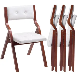 Vevor Esszimmerstuhl Holz braun/weiß 4er Set