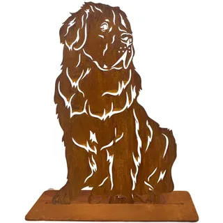 Terma Stahldesign Rost Neufundländer Hund Lebensgroß 90 cm Handmade Germany tolle Gartendeko aus Metall Figur deko Geschenk Rostfigur Garten Gartenfigur hundegrab