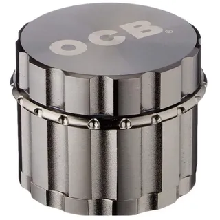 OCB 18888 Grinder Kräutermühle mit Diamantschliff-Chrome brushed-50mm-4-teilig, Aluminium, Schwarz