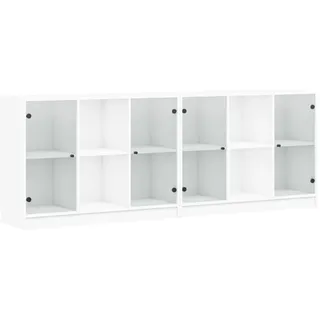 vidaXL Bücherschrank mit Türen 204 x 37 x 75 cm Weiß