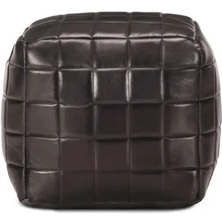 vidaXL Pouf Echtes Ziegenleder 40 x 40 x 40 cm Schwarz