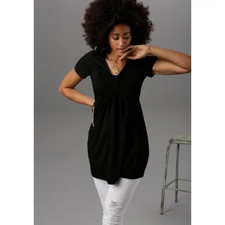 Tunika ANISTON SELECTED Gr. 36, schwarz Damen Tuniken Jersey Shirts mit Raffung im Brustbereich